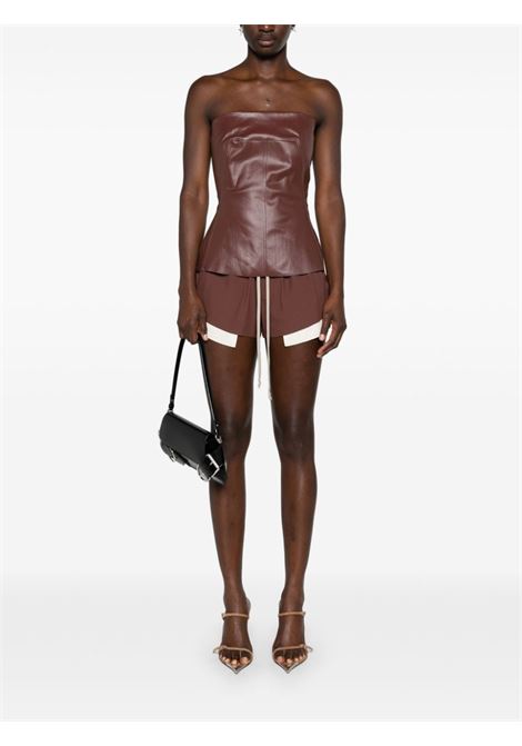 Brown coated-denim bustier top Rick Owens - women RICK OWENS | RP02D3127SCT93